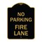 Signmission No Parking Fire Lane W/ Striped Border, Black & Gold Aluminum Sign, 18" x 24", BG-1824-23623 A-DES-BG-1824-23623 - alternate 1